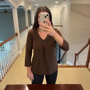 Brown 3/4 sleeve top